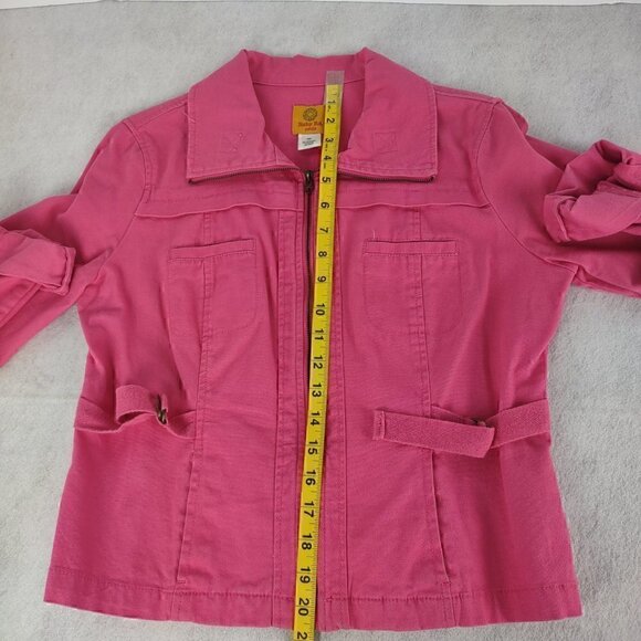 Ruby Rd Women’s Hot Pink Denim Stretchy Cotton Zipped Jacket Size 8P - Picture 7 of 9